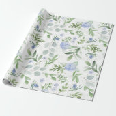 Blue Floral Bridal Wrapping Paper Geschenkpapier (Ungerollt)