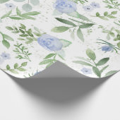 Blue Floral Bridal Wrapping Paper Geschenkpapier (Ecke)