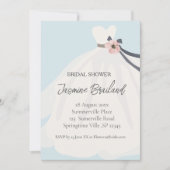 Blue Floral Bride Gown Brautparty Einladung (Vorderseite)