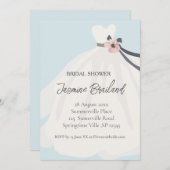 Blue Floral Bride Gown Brautparty Einladung (Vorne/Hinten)