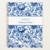 Blue Floral Bridesmaid Personalisiert Name Blume Planer (Vorderseite)