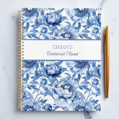 Blue Floral Bridesmaid Personalisiert Name Blume Planer