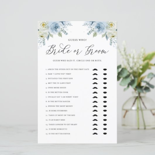 Blue Floral Bridge oder Groom sagte er sagte, sie (Stehend Vorderseite)