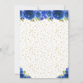 Blue Floral Brunette Princess Birthday Party Einladung (Rückseite)