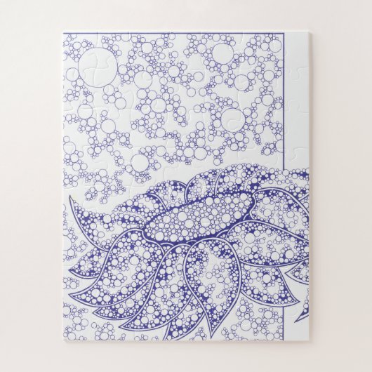 Blue Floral Bubble Art Puzzle (Vertikal)