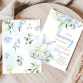 Blue Floral Bunny Rabbit Baby Dusche Einladung