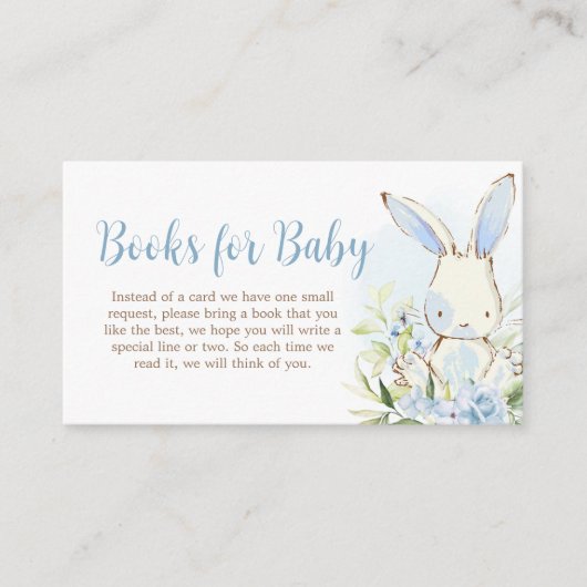 Blue Floral Bunny Rabbit Baby Shooting Book for Ba Begleitkarte (Vorderseite)