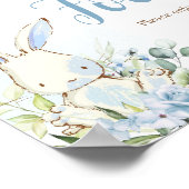 Blue Floral Bunny Rabbit Babydusche Nahrung Poster (Ecke)