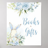 Blue Floral Bunny Rabbit Kinderbücher und Geschenk Poster (Vorne)