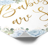 Blue Floral Bunny Rabbit Moon Babies are Sweet Poster (Ecke)