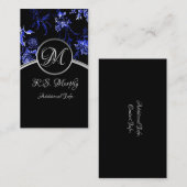 Blue Floral Business Card 3 Visitenkarte (Vorne/Hinten)