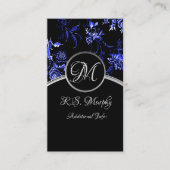 Blue Floral Business Card 3 Visitenkarte (Vorderseite)