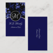 Blue Floral Business Card 4 Visitenkarte (Vorne/Hinten)