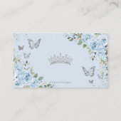 Blue Floral Butterfisch Quinceañera QR Code UAWG Begleitkarte (Rückseite)