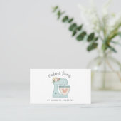 Blue Floral Cake Mixer Bakery Business Card Visitenkarte (Stehend Vorderseite)