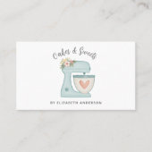 Blue Floral Cake Mixer Bakery Business Card Visitenkarte (Vorderseite)