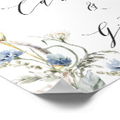 Blue Floral Cards Brautparty signieren Poster (Ecke)