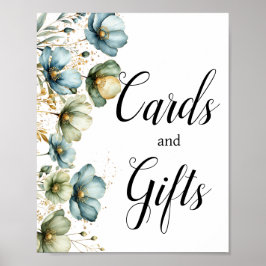 Blue Floral Cards und Geschenke Unterschreiben für Poster