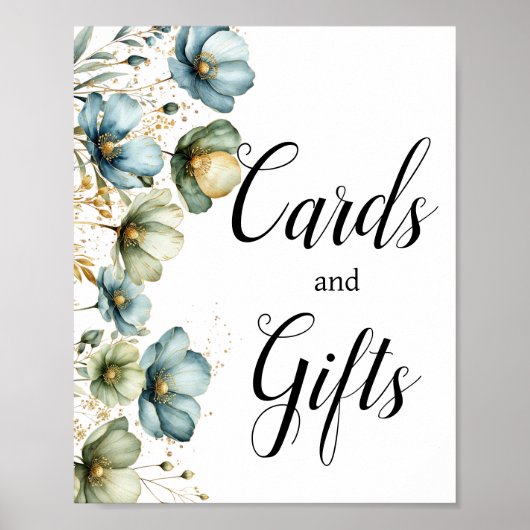 Blue Floral Cards und Geschenke Unterschreiben für Poster (Vorne)