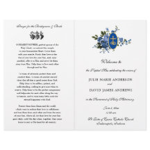 Blue Floral Catholic Latin Mass Wedding Program