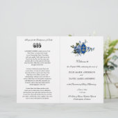 Blue Floral Catholic Latin Mass Wedding Program (Stehend Vorderseite)