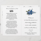 Blue Floral Catholic Latin Mass Wedding Program (Vorne/Hinten)