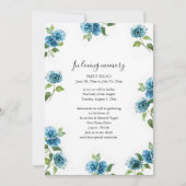 Blue Floral Celebration of Life Invitations Einladung (Vorderseite)