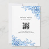 Blue Floral Chinoiserie 2-sided QR Code Monogram Einladung (Rückseite)
