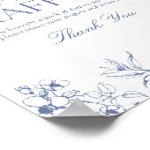 Blue Floral Chinoiserie Baby Shower Diaper Raffle Poster (Ecke)