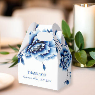 Blue floral Chinoiserie Blume Hochzeit Vielen Dank Geschenkschachtel