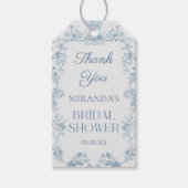 Blue Floral Chinoiserie Brautparty Geschenkartikel Geschenkanhänger (Vorderseite)