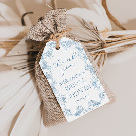 Blue Floral Chinoiserie Brautparty Geschenkartikel Geschenkanhänger