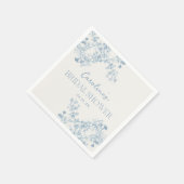 Blue Floral Chinoiserie Brautparty Napkins Serviette (Ecke)