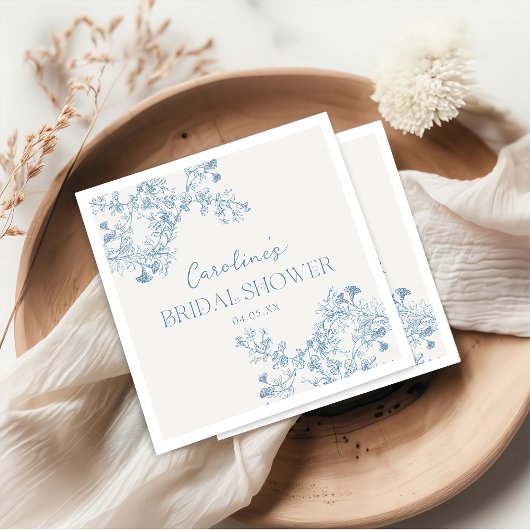 Blue Floral Chinoiserie Brautparty Napkins Serviette