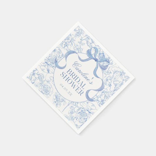 Blue Floral Chinoiserie Brautparty Napkins Serviette (Ecke)