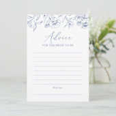 Blue Floral Chinoiserie Brautparty Ratschlag Karte (Stehend Vorderseite)