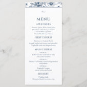 Blue Floral Chinoiserie Christian Wedding Menu Menükarte (Vorderseite)