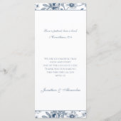 Blue Floral Chinoiserie Christian Wedding Menu Menükarte (Rückseite)