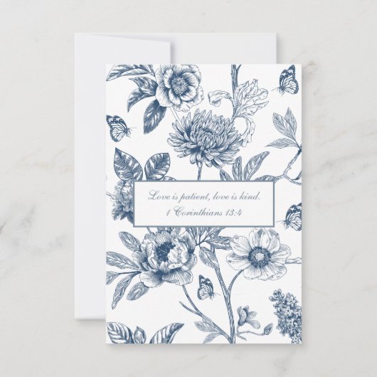 Blue Floral Chinoiserie Christian Wedding RSVP  (Rückseite)