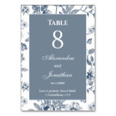 Blue Floral Chinoiserie Christian Wedding    Tischnummer (Rückseite)
