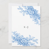 Blue Floral Chinoiserie Classing Monogram Elegant Einladung (Rückseite)
