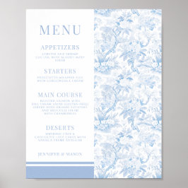 Blue Floral Chinoiserie Menü Sofortdownload Poster