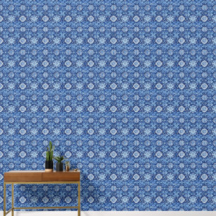 Blue Floral Chinoiserie Muster Tapete