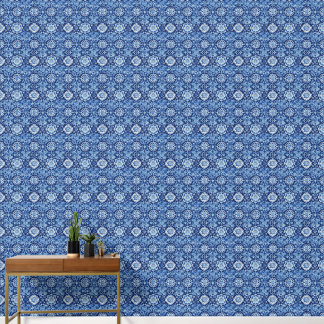 Blue Floral Chinoiserie Muster Tapete