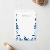 Blue floral Chinoiserie Wedding danke Mitteilungskarte (Vorderseite/Rückseite Beispiel)