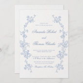 Blue Floral Chinoiserie Wedding Einladung (Vorne/Hinten)