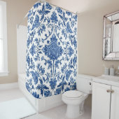Blue Floral Chinoiserie White Watercolor Duschvorhang (Beispiel)