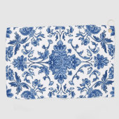 Blue Floral Chinoiserie White Watercolor Golfhandtuch (Horizontal)