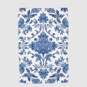 Blue Floral Chinoiserie White Watercolor Golfhandtuch (Vorderseite)