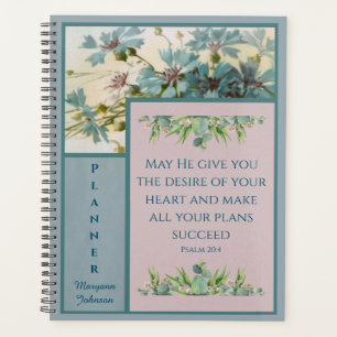 Blue Floral Christlich Planner mit Bible Verse Planer